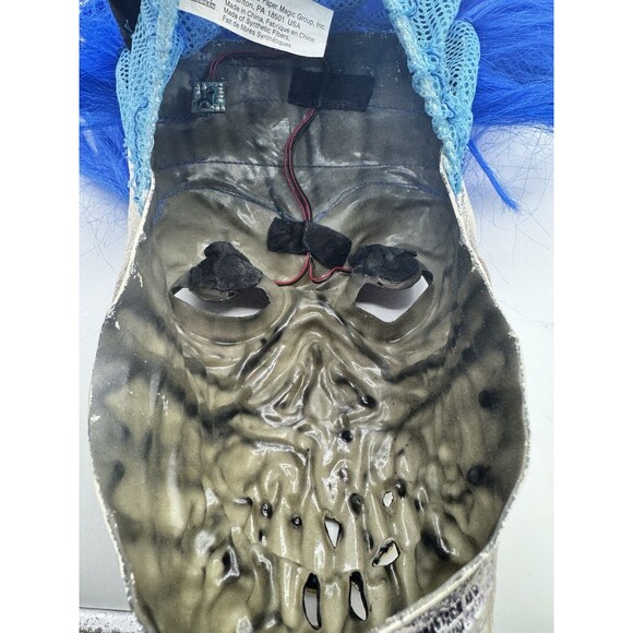 Vintage 2001 The Paper Magic Group Skull Monster Long Blue Hair Cyclops Mask - Picture 7 of 9